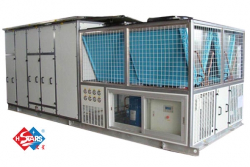 Unidad de aire acondicionado hvac empaquetada en la azotea con temperatura y humedad constantes 